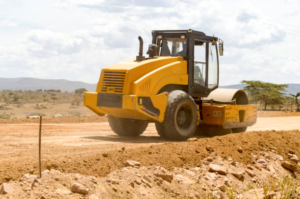 Road Roller Compactor on New Mombasa Road to Nairobi, North West Kenya Road Roller Compactor on New Mombasa Road to Nairobi, North West Kenya